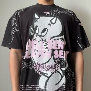 Civil Regime "Hell Bent Heaven Sent" AOP Graphics Black Heavyweight Tee Shirt